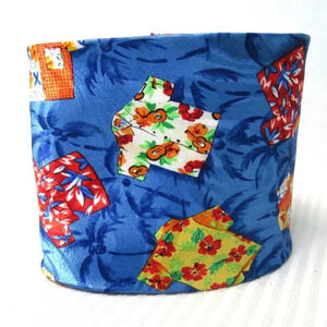 Vintage Island News Creation Necktie Men's Blue with Hawaiian Shirt Print